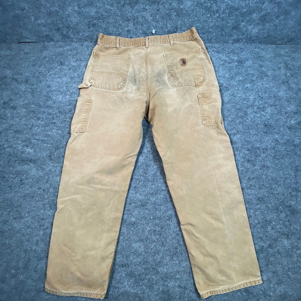 Carhartt B11 BRN Mens Brown Duck Canvas Carpenter Pants 38x32 Distressed USA